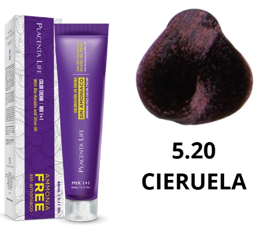 TINTE PLACENTA LIFE SIN AMONIACO 5.20 CIRUELA 60 ML
