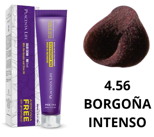 TINTE PLACENTA LIFE SIN AMONIACO 4.56 BORGOÑA INTENSO 60 ML