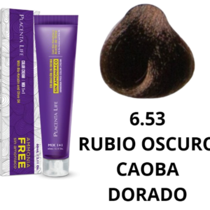 TINTE PLACENTA LIFE SIN AMONIACO 6.53 RUBIO OSCURO CAOBA DORADO 60 ML