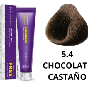 TINTE PLACENTA LIFE SIN AMONIACO 5.4 CHOCOLATE CASTAÑO 60 ML