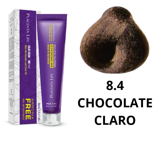 TINTE PLACENTA LIFE SIN AMONIACO 8.4 CHOCOLATE CLARO 60 ML