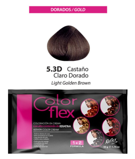 TINTE COLOR FLEX 5.3D CASTAÑO CLARO DORADO 1 SACHET 50 GR