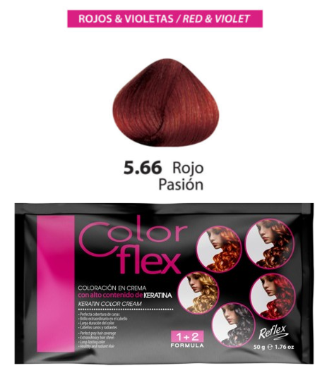 TINTE COLOR FLEX 5.66 ROJO PASION 1 SACHET 50 GR