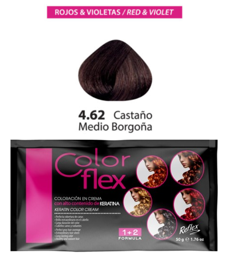 TINTE COLOR FLEX 4.62 CASTAÑO BORGOÑA 1 SACHET 50 GR