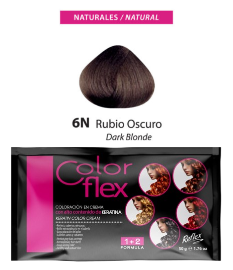 TINTE COLOR FLEX 6N RUBIO OSCURO 1 SACHET 50 GR