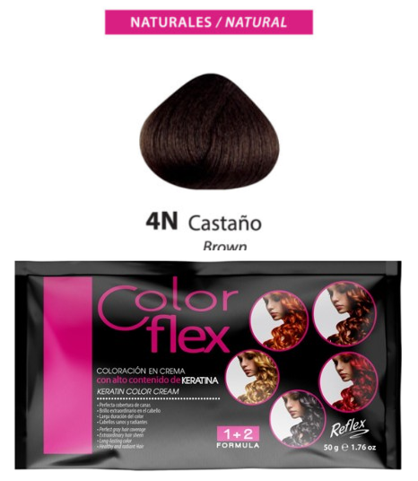 TINTE COLOR FLEX 4N CASTAÑO MEDIANO 1 SACHET 50 GR