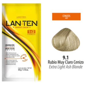 TINTE LAN TEN 9.1 RUBIO MUY CLARO CENIZO 50 GR 1 SACHET