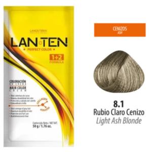 TINTE LAN TEN 8.1 RUBIO CLARO CENIZO 50 GR 1 SACHET