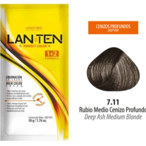 TINTE LAN TEN 7.11 RUBIO MEDIO CENIZO PROFUNDO 50 GR 1 SACHET
