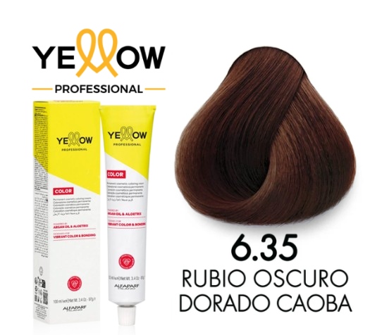 TINTE YELLOW 6.35 RUBIO OSCURO DORADO CAOBA 100 ML