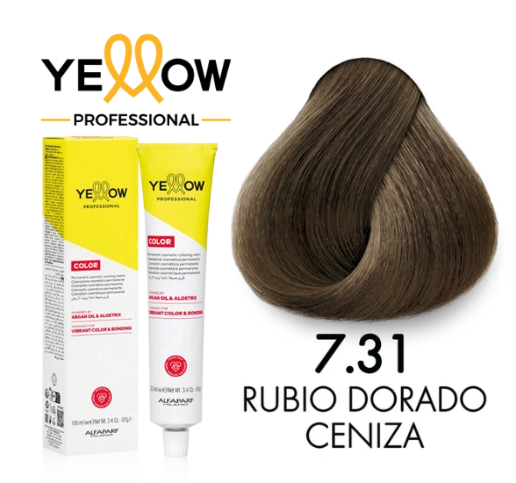 TINTE YELLOW 7.31 RUBIO MEDIO DORADO CENIZO 100 ML