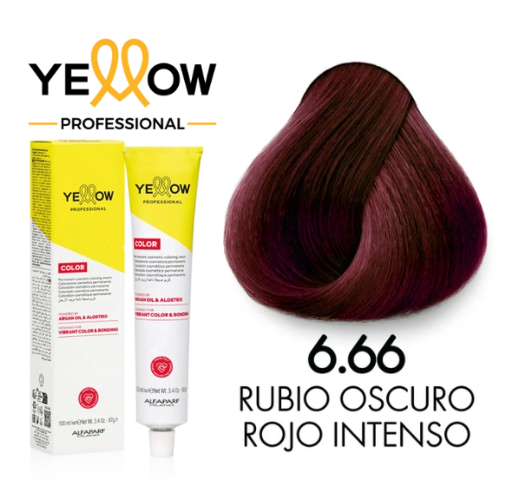 TINTE YELLOW 6.66 RUBIO OSCURO ROJO INTENSO 100 ML