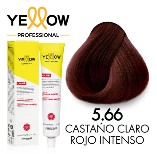 TINTE YELLOW 5.66 CASTAÑO CLARO ROJO INTENSO 100 ML