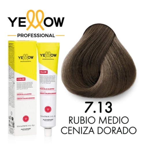 TINTE YELLOW 7.13 RUBIO MEDIO CENIZO DORADO 100 ML