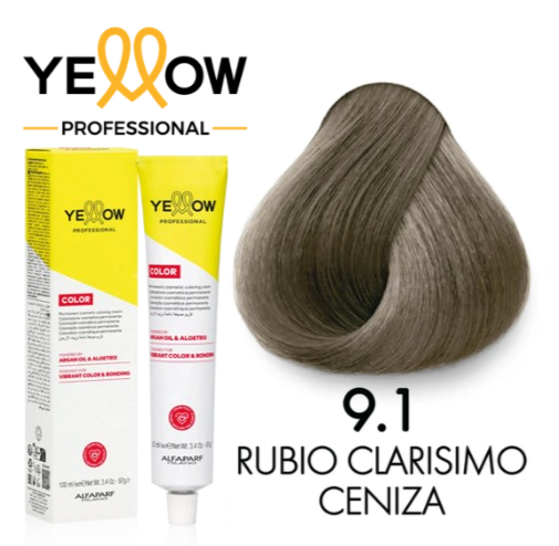 TINTE YELLOW 9.1 RUBIO CLARISIMO CENIZO 100 ML