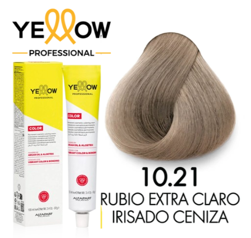TINTE YELLOW 10.21 RUBIO EXTRA CLARO IRIZADO CENIZO 100 ML