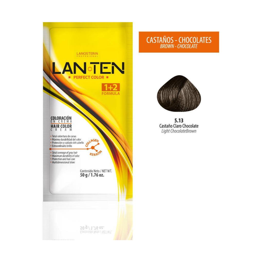 TINTE LANTEN 5.13 CASTAÑO CLARO CHOCOLATE 50 GR 1 SACHET LANOSTERIN