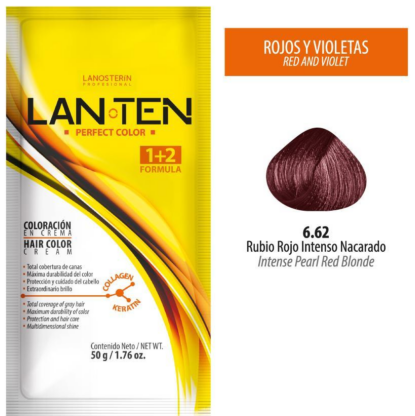 TINTE LANTEN 6.62 RUBIO ROJO INTENSO NACARADO 50 GR 1 SACHET LANOSTERIN