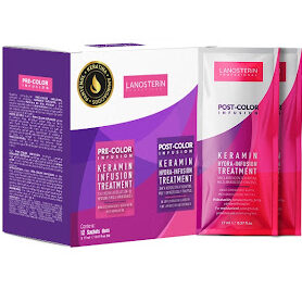 KERAMIN PRE POST COLOR CAJA X12 PARES SACHETS LANOSTERIN