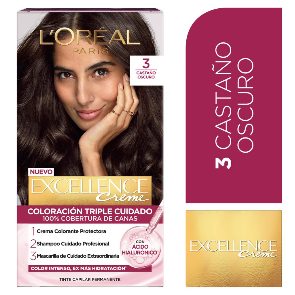 TINTE LOREAL EXCELLENCE 3 CASTAÑO OSCURO KIT