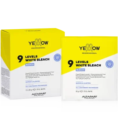 POLVO DECOLORANTE 9 NIVELES 50 GR CAJA X12 SACHETS YELLOW ALFAPARF