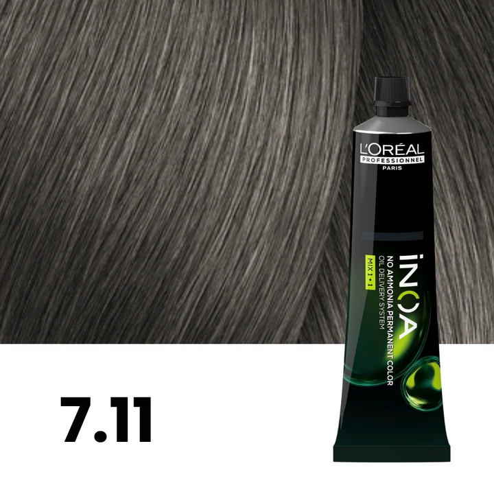 TINTE INOA SIN AMONIACO 7.11 RUBIO MEDIO CENIZO PROFUNDO