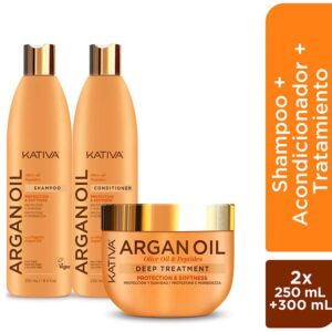ARGAN OIL SHAMPOO 355ML + ACOND 355ML + TTO 300ML KATIVA (copia)