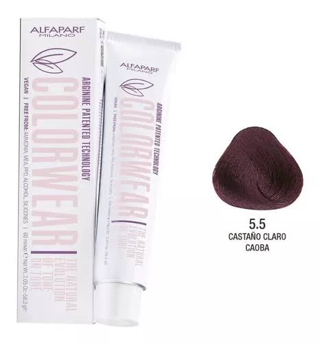 TINTE COLOR WEAR 5.5 CASTAÑO CLARO CAOBA 60ML SIN AMONIACO ALFAPARF