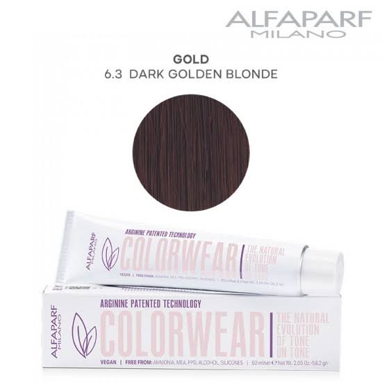 TINTE COLOR WEAR 6.3 RUBIO OSCURO DORADO 60ML SIN AMONIACO ALFAPARF