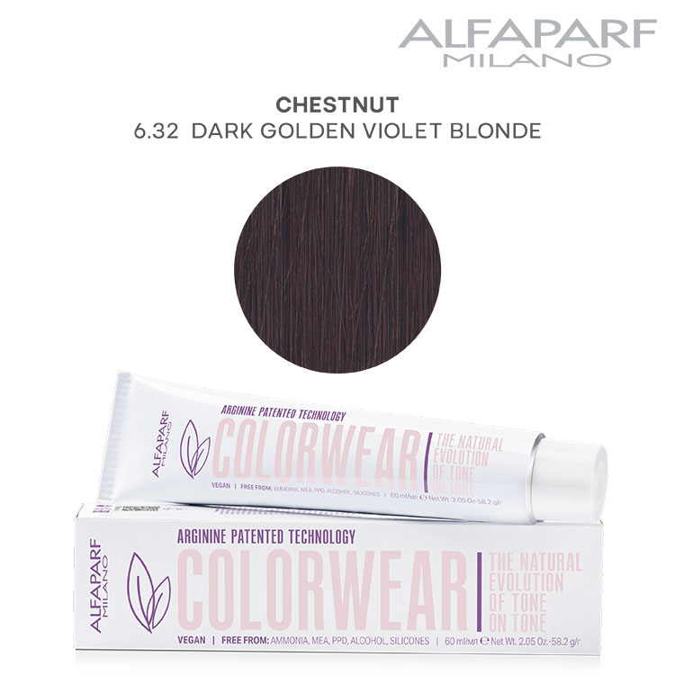 TINTE COLOR WEAR 6.32 RUBIO OSCURO DORADO IRISADO 60ML SIN AMONIACO ALFAPARF